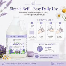 Ginger Lily Farms Lavender Chamomile Foaming Hand Soap with flowers