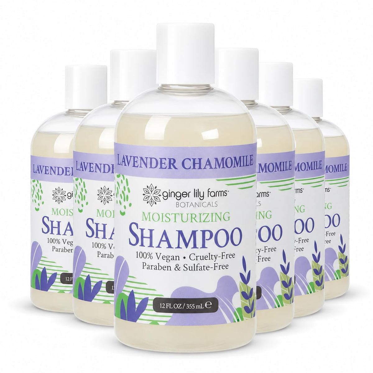 Ginger Lily Farms Lavender Chamomile Shampoo 12oz bottle front view