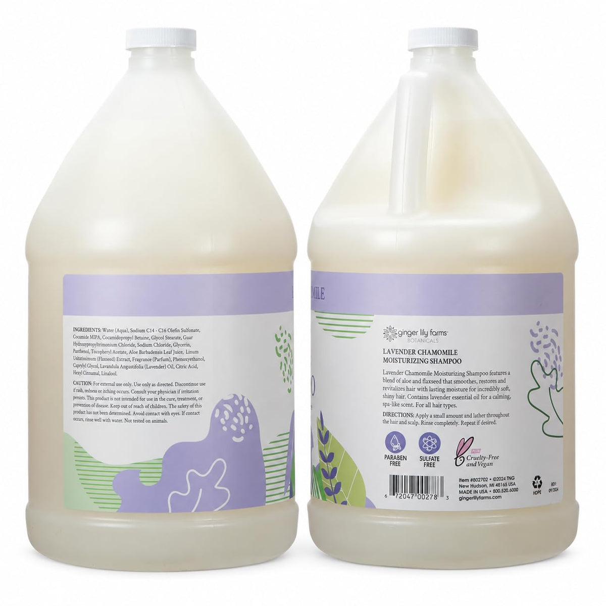 Ginger Lily Farms Lavender Chamomile Shampoo bottle side view