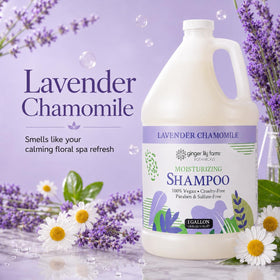Ginger Lily Farms Lavender Chamomile Shampoo label close-up