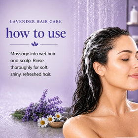 Ginger Lily Farms Lavender Chamomile Shampoo with lavender flowers