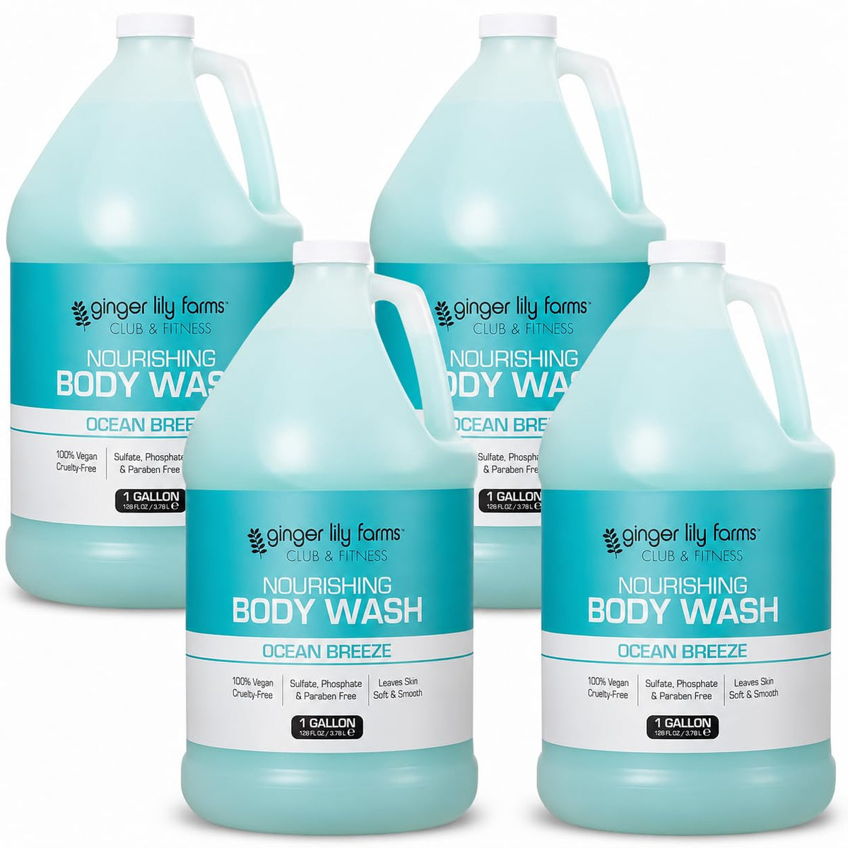 Ginger Lily Farms Nourishing Body Wash 4pk Ocean Breeze front view