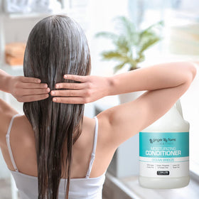Ginger Lily Farms Ocean Breeze Conditioner with ocean background