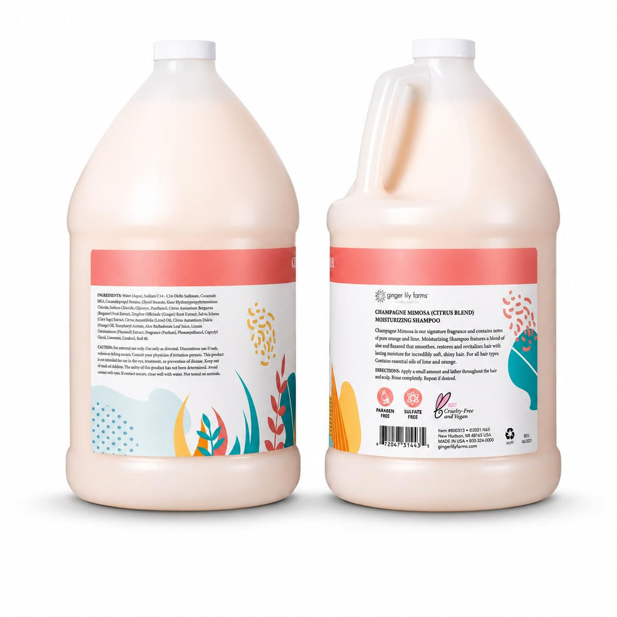 Ginger Lily Farms Shampoo bottle with label detail