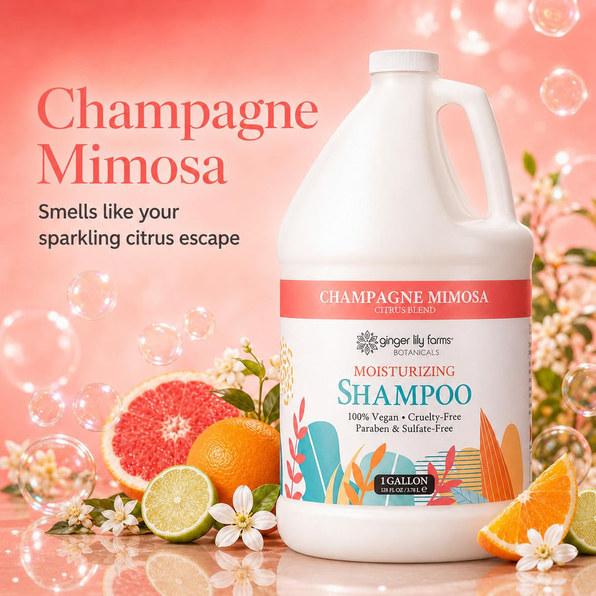 Ginger Lily Farms Shampoo in a bathroom setting