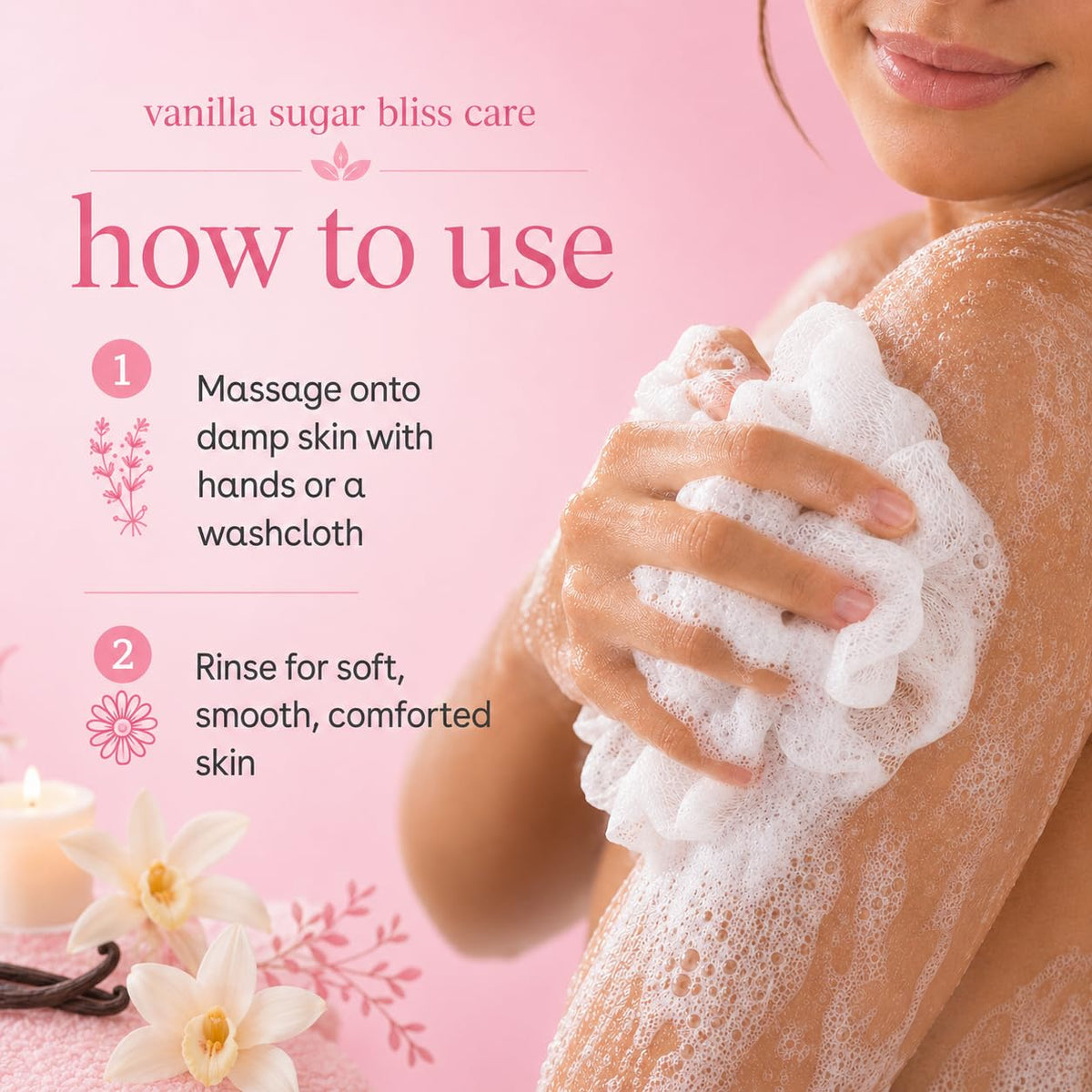 Ginger Lily Farms Vanilla Sugar Bliss Body Wash pouring into a dispenser