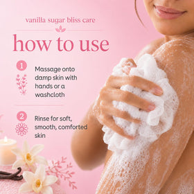 Ginger Lily Farms Vanilla Sugar Bliss Body Wash pouring into a dispenser