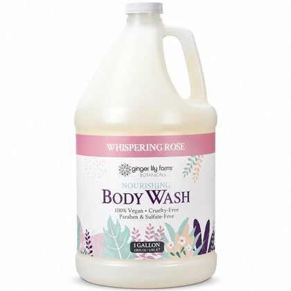 Ginger Lily Farms Whispering Rose Body Wash 128oz front view