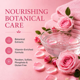 Ginger Lily Farms Whispering Rose Body Wash 128oz in a bathroom setting