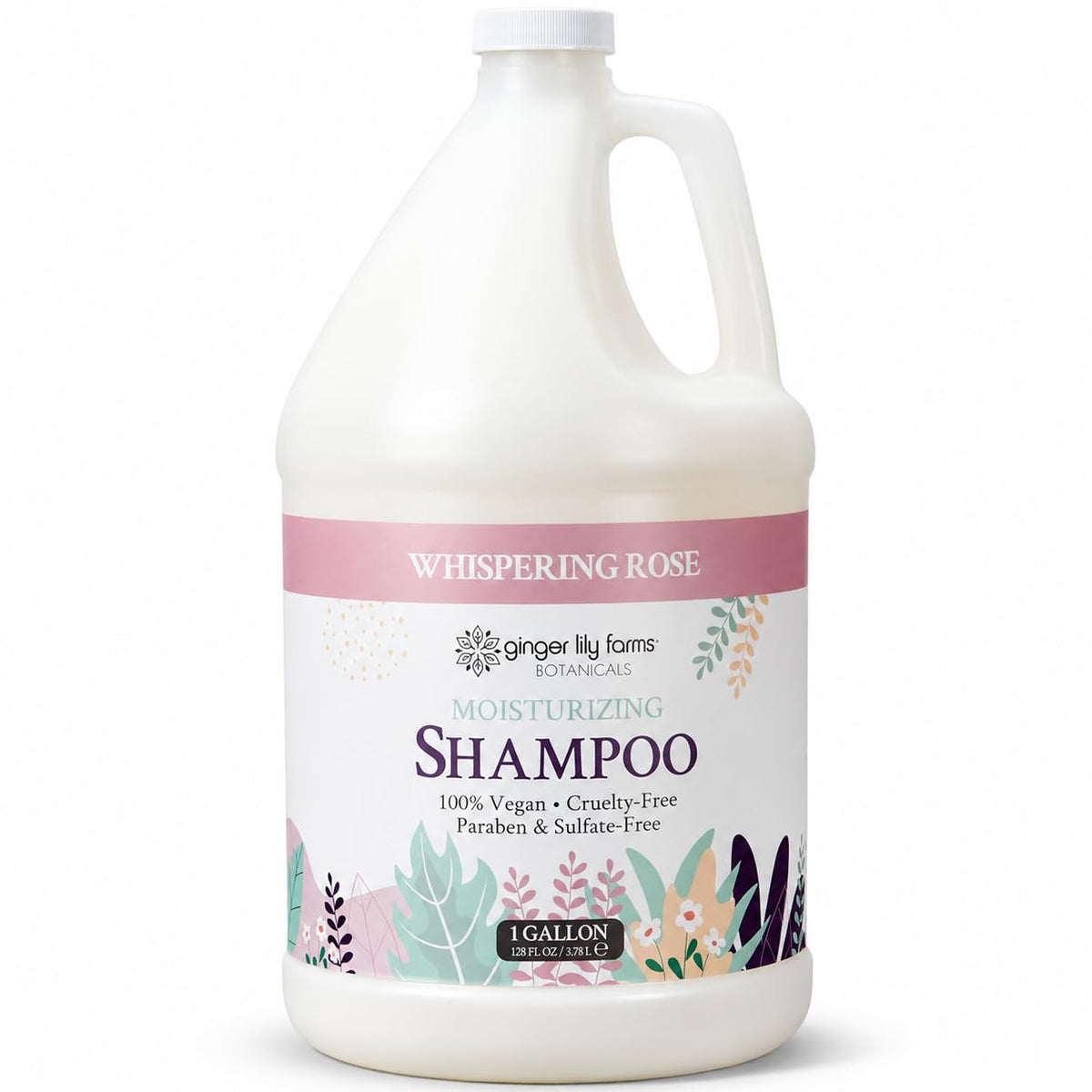 Ginger Lily Farms Whispering Rose Shampoo 128oz front view