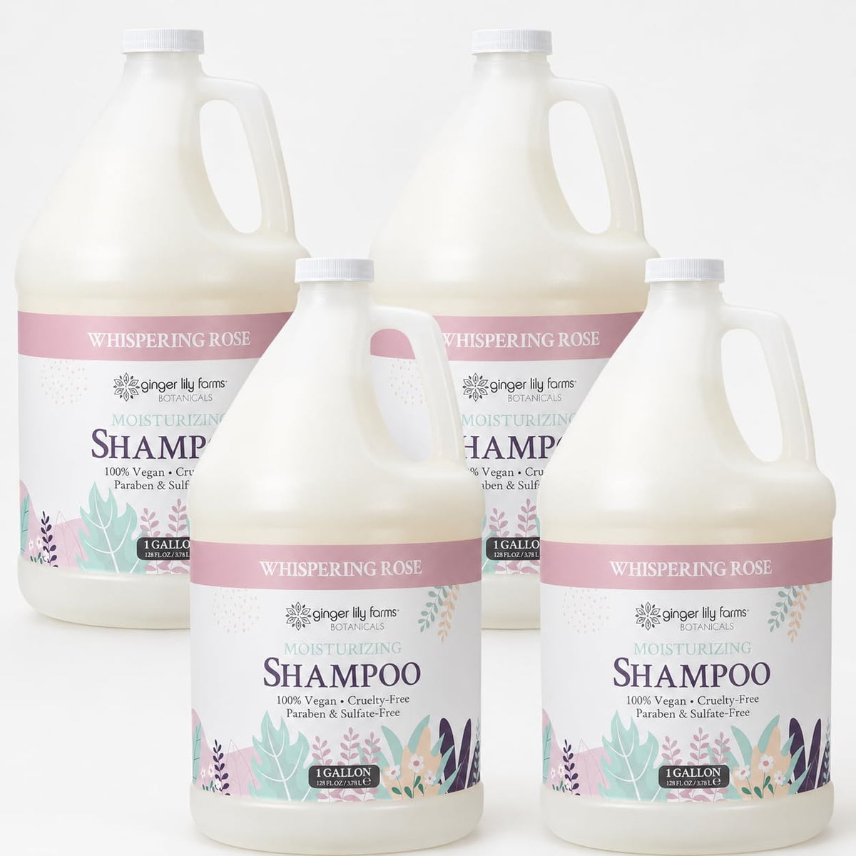 Ginger Lily Farms Whispering Rose Shampoo 128oz front view