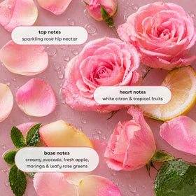 Ginger Lily Farms Whispering Rose Shampoo 128oz with flowers