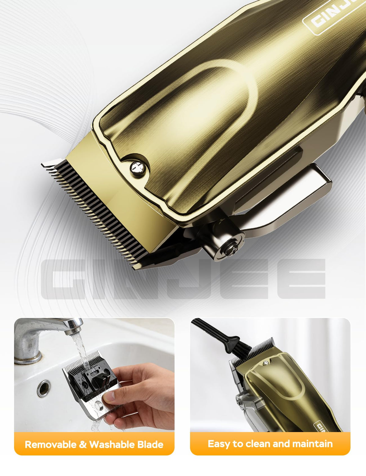 GinJee Hair Clippers lightweight waterproof design close-up