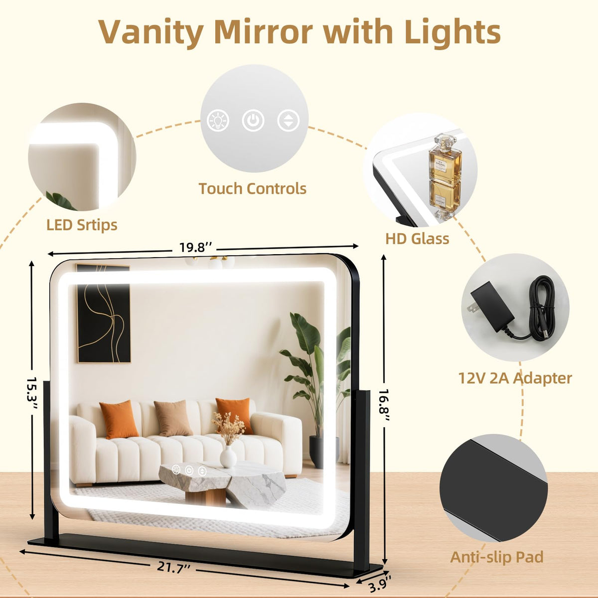 GioeDa Vanity Mirror in a stylish bedroom setting