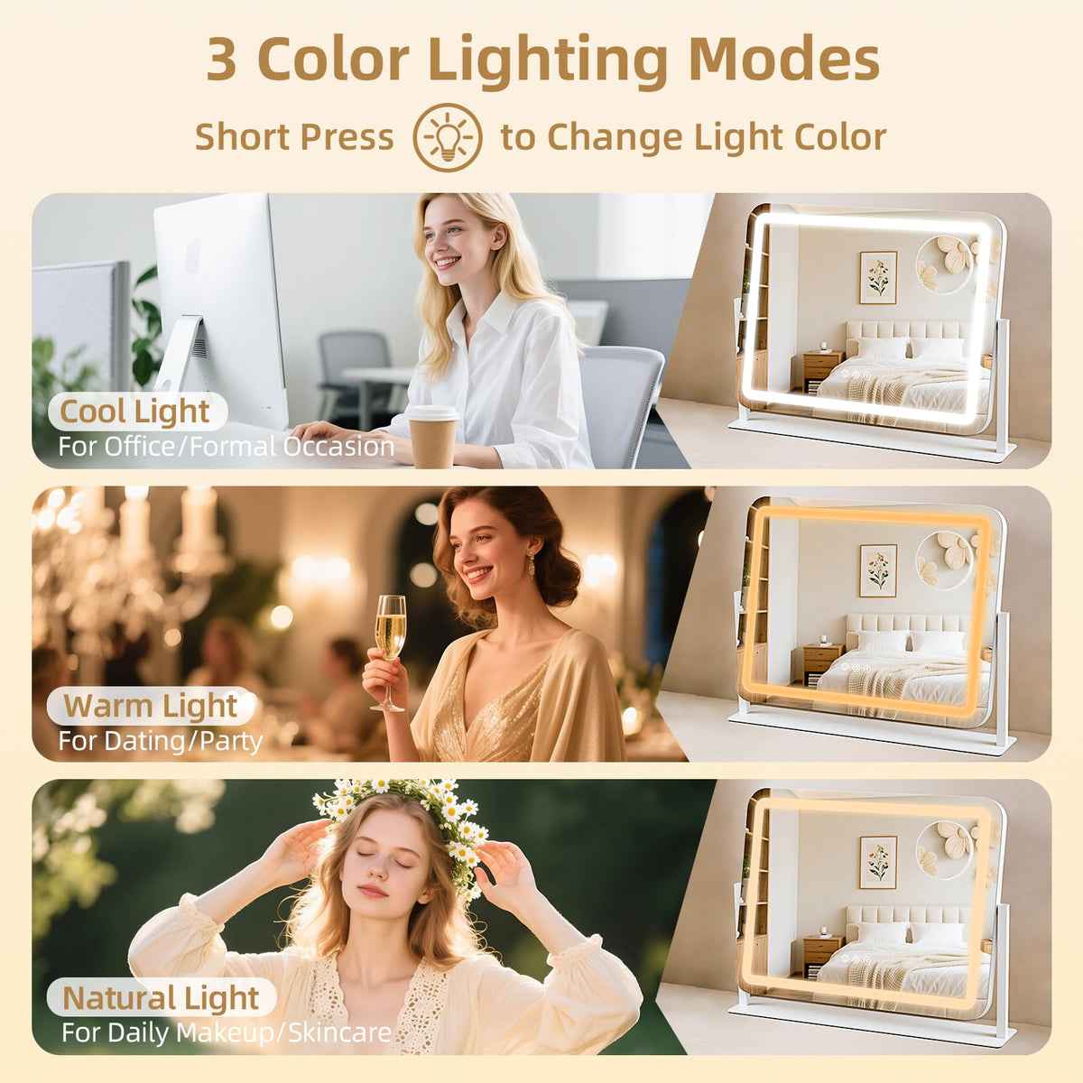 GioeDa Vanity Mirror side view showing metal frame