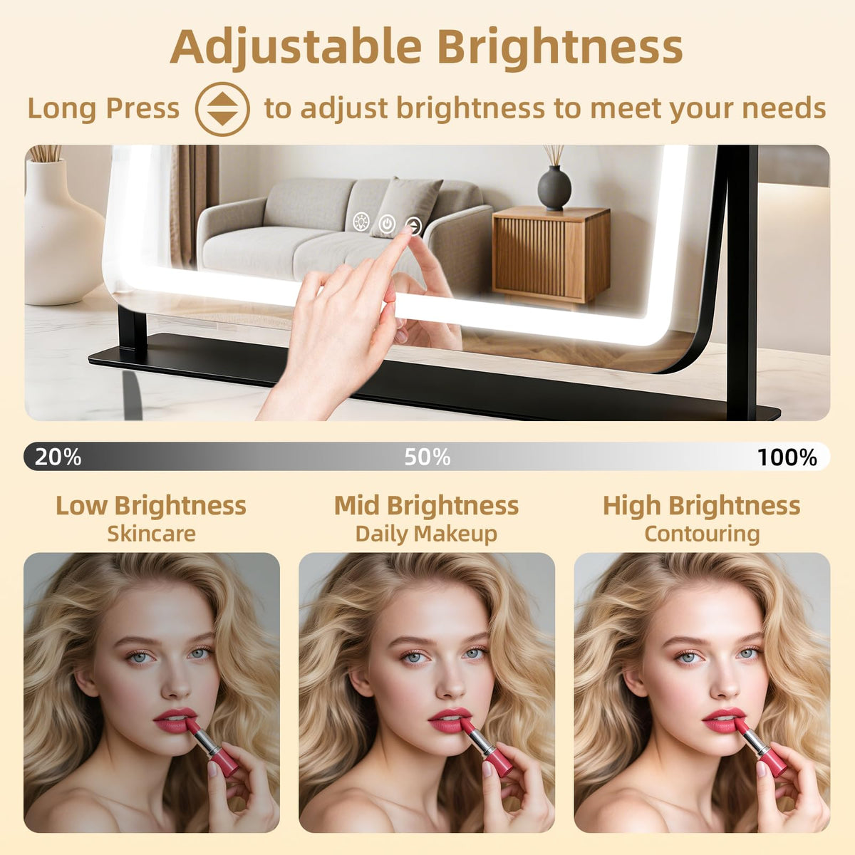 GioeDa Vanity Mirror with 10X magnifying mirror attached