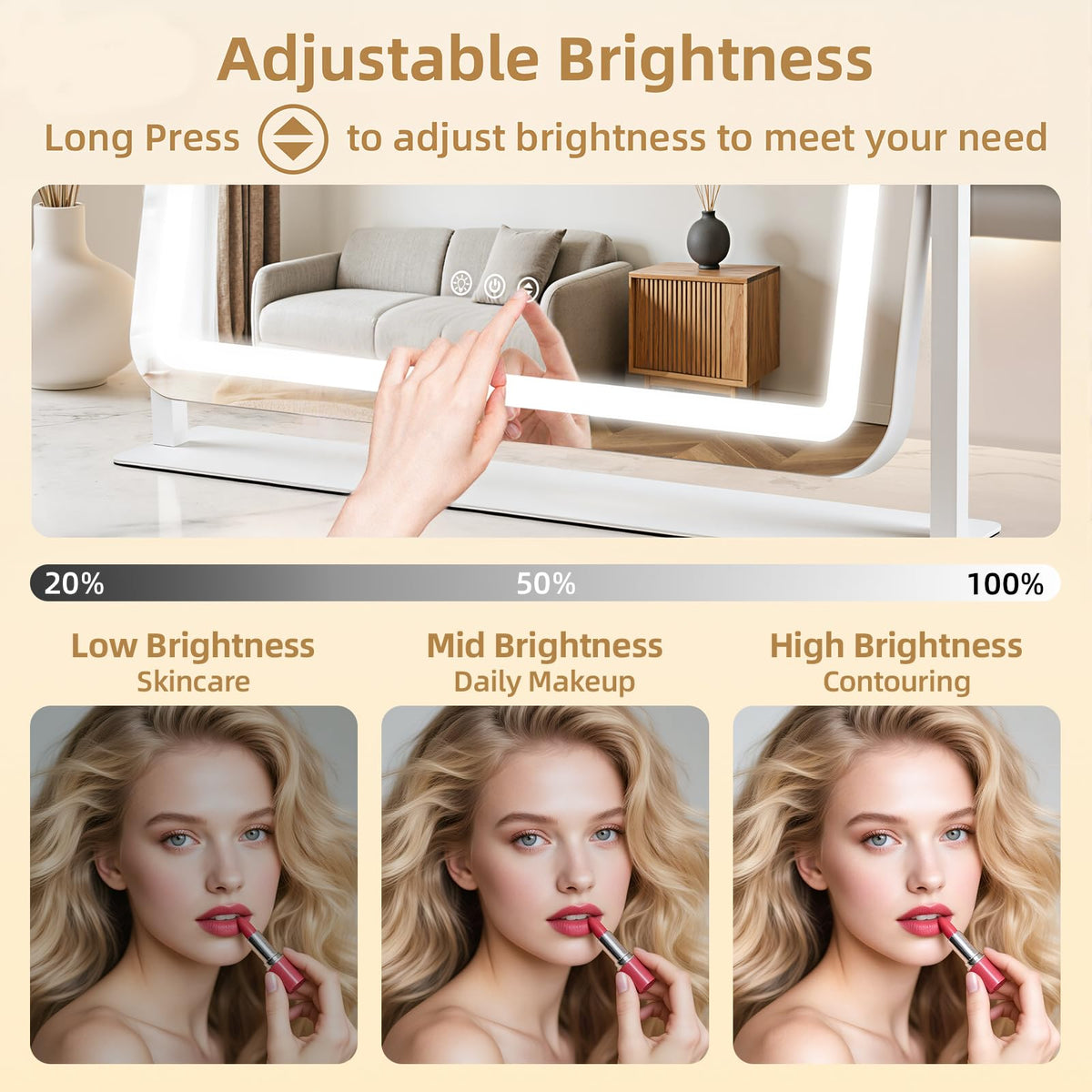 GioeDa Vanity Mirror with 10X magnifying mirror attached