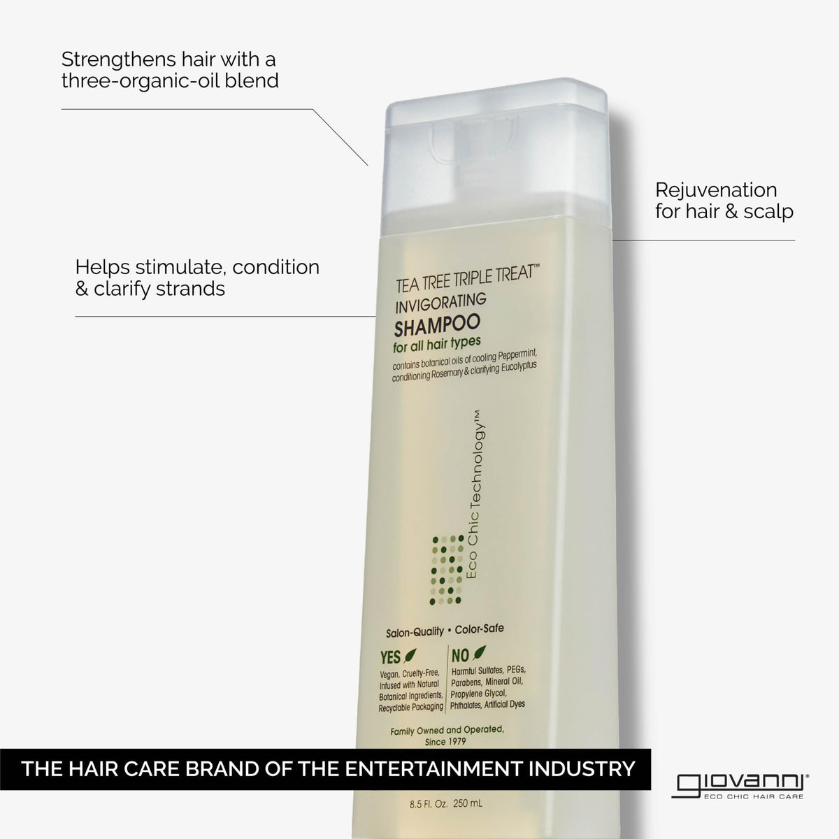 GIOVANNI Tea Tree Triple Shampoo 24 oz back view