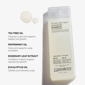 GIOVANNI Tea Tree Triple Shampoo packaging with ingredients