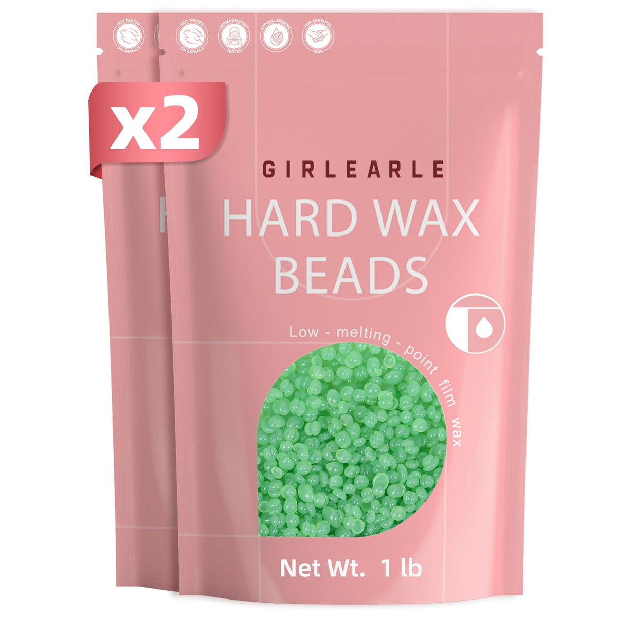 GIRLEARLE Aloe Hard Wax Beads 2LB pack front view with bags