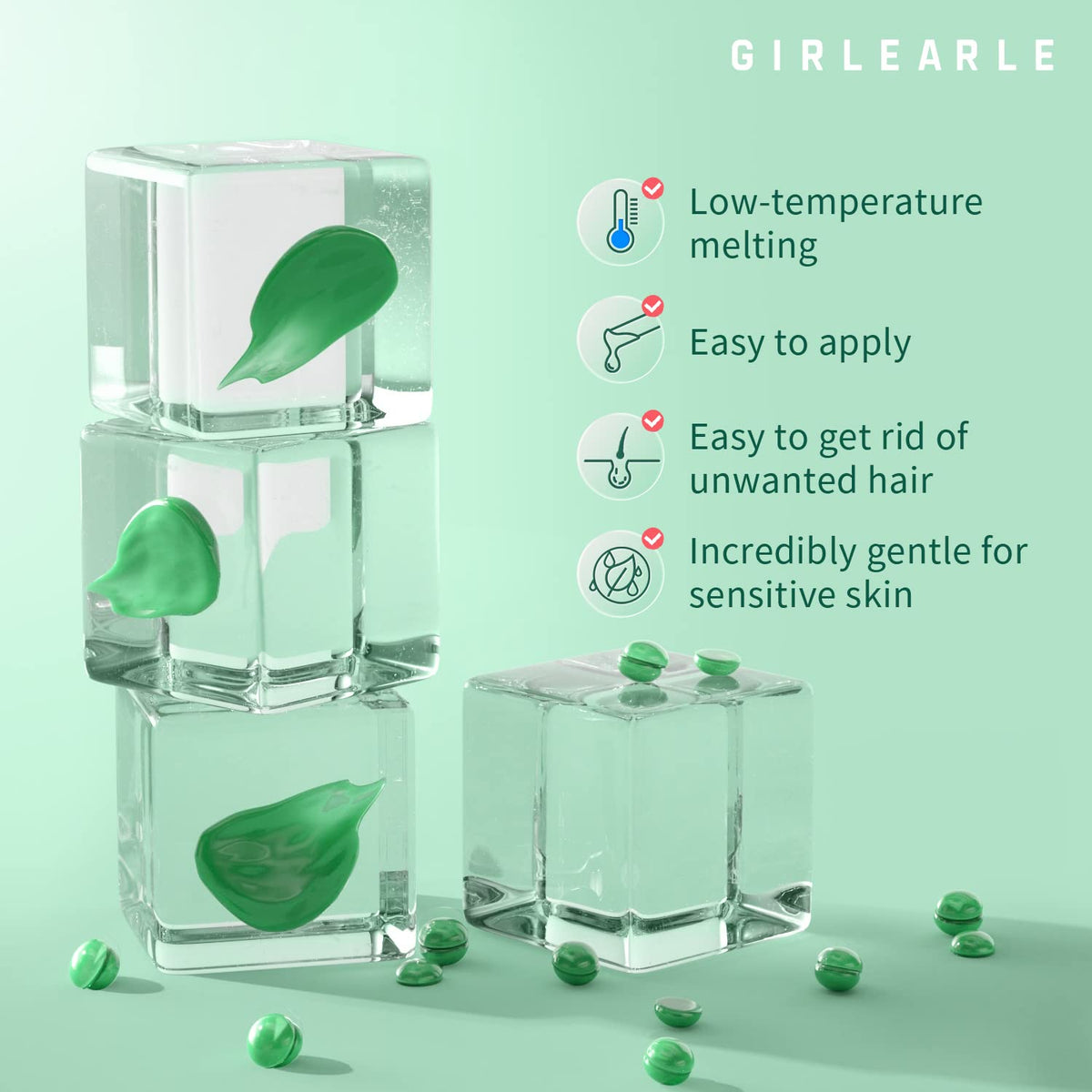 GIRLEARLE Aloe Hard Wax Beads application process with wax spatula
