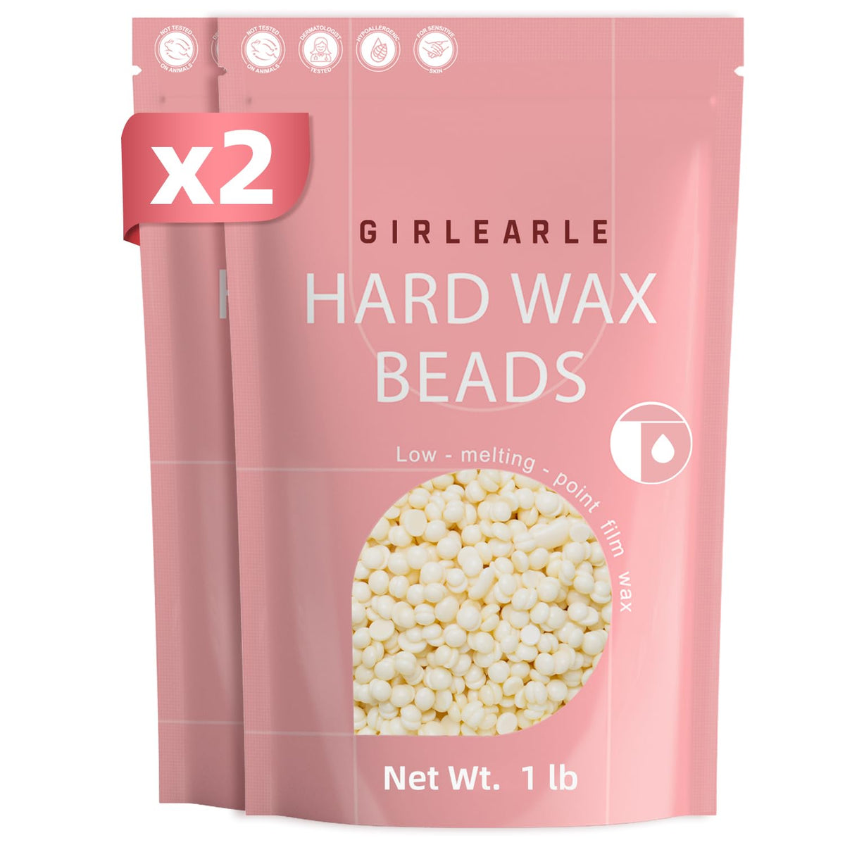 GIRLEARLE Cream Hard Wax Beads 2LB pack front view