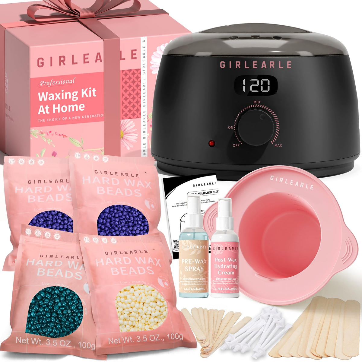 GIRLEARLE Digital Waxing Kit with black and pink components