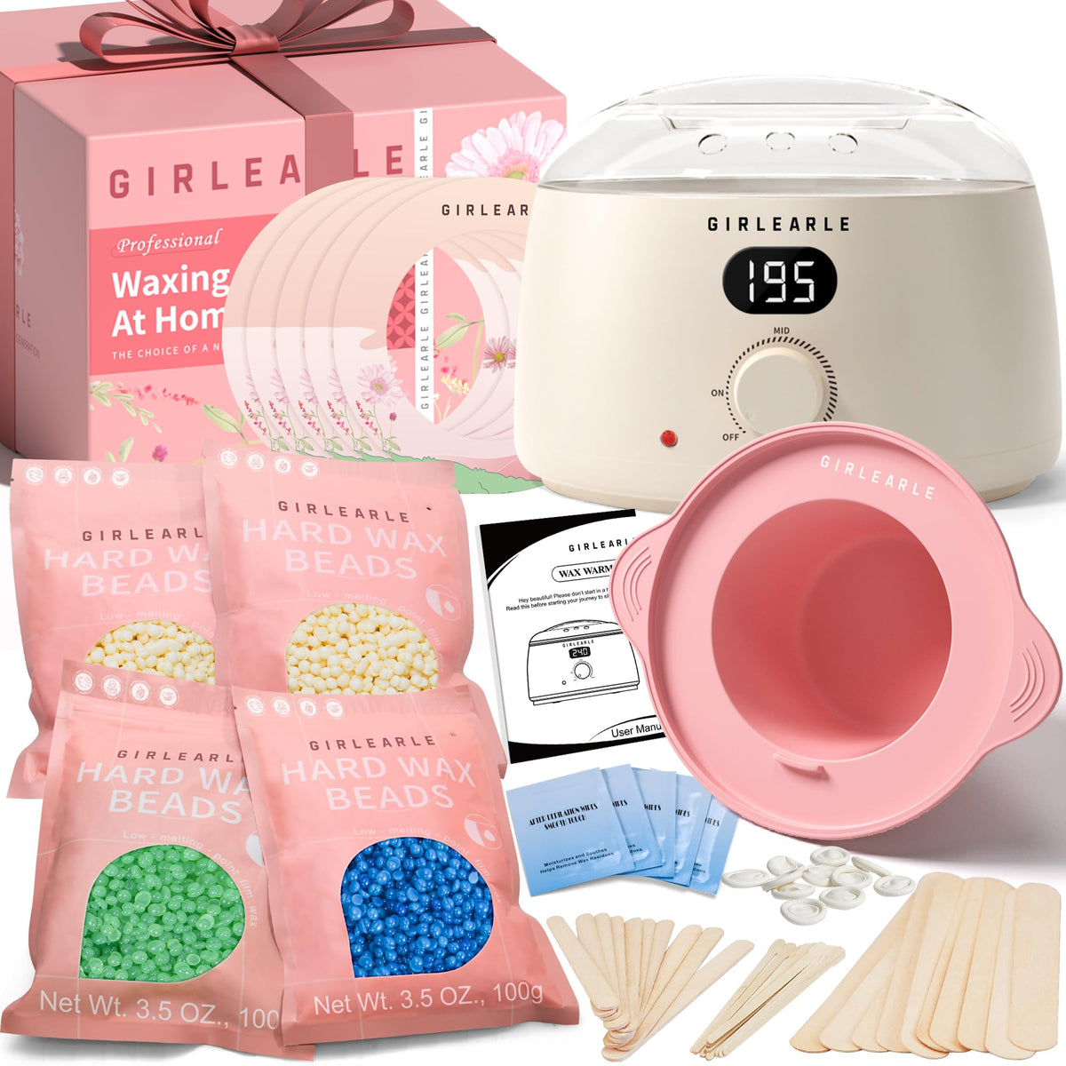 GIRLEARLE Digital Waxing Kit with LED display and silicone pot