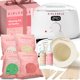 GIRLEARLE Digital Waxing Kit with white wax warmer and LED display