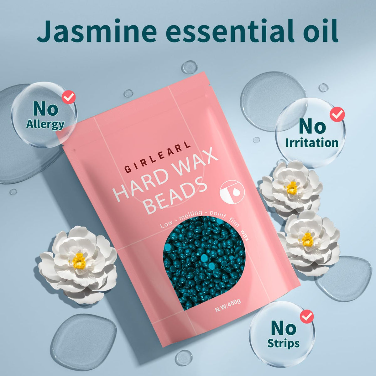GIRLEARLE Hard Wax Beans Jasmine Infused packaging