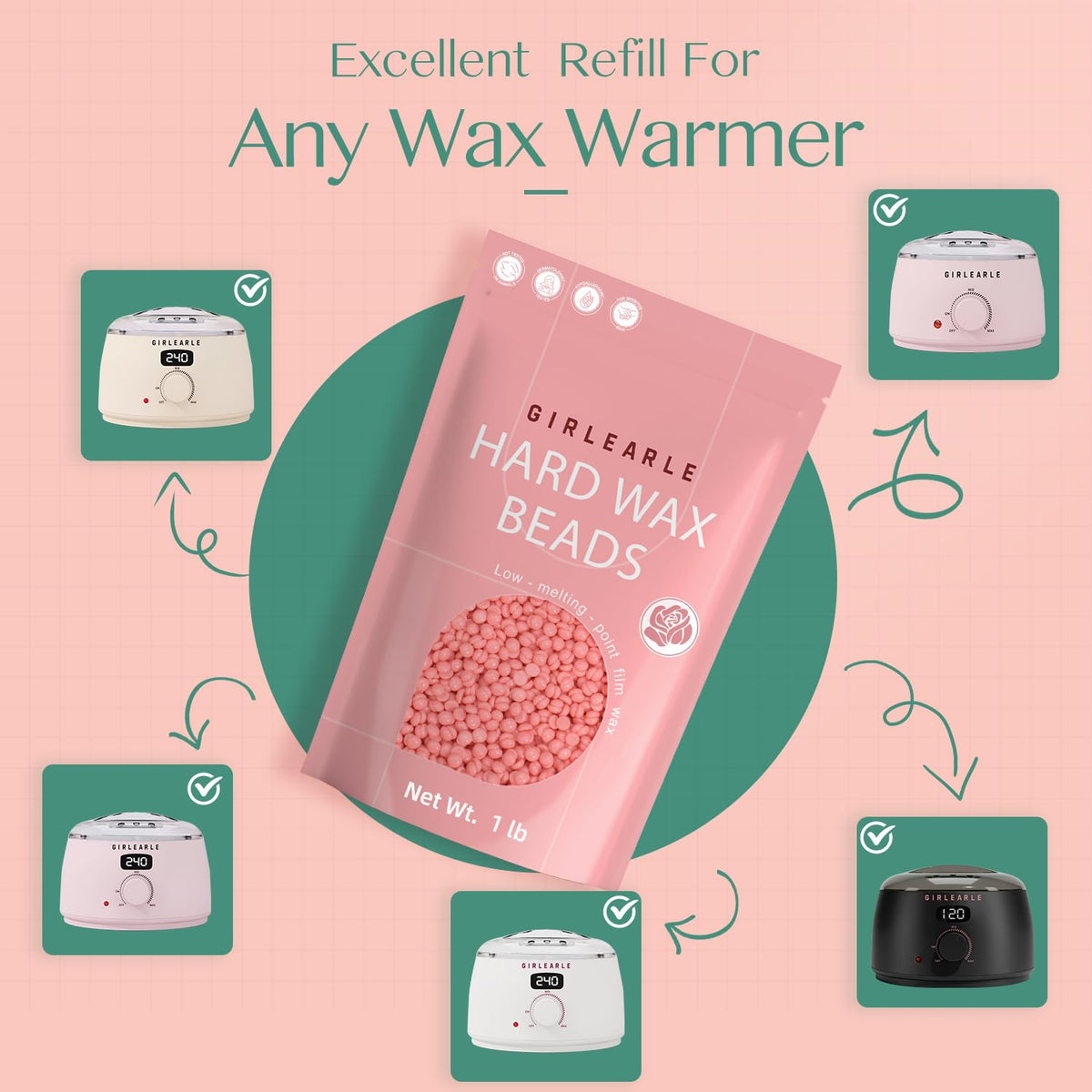 GIRLEARLE Rose Wax Beads packaging details