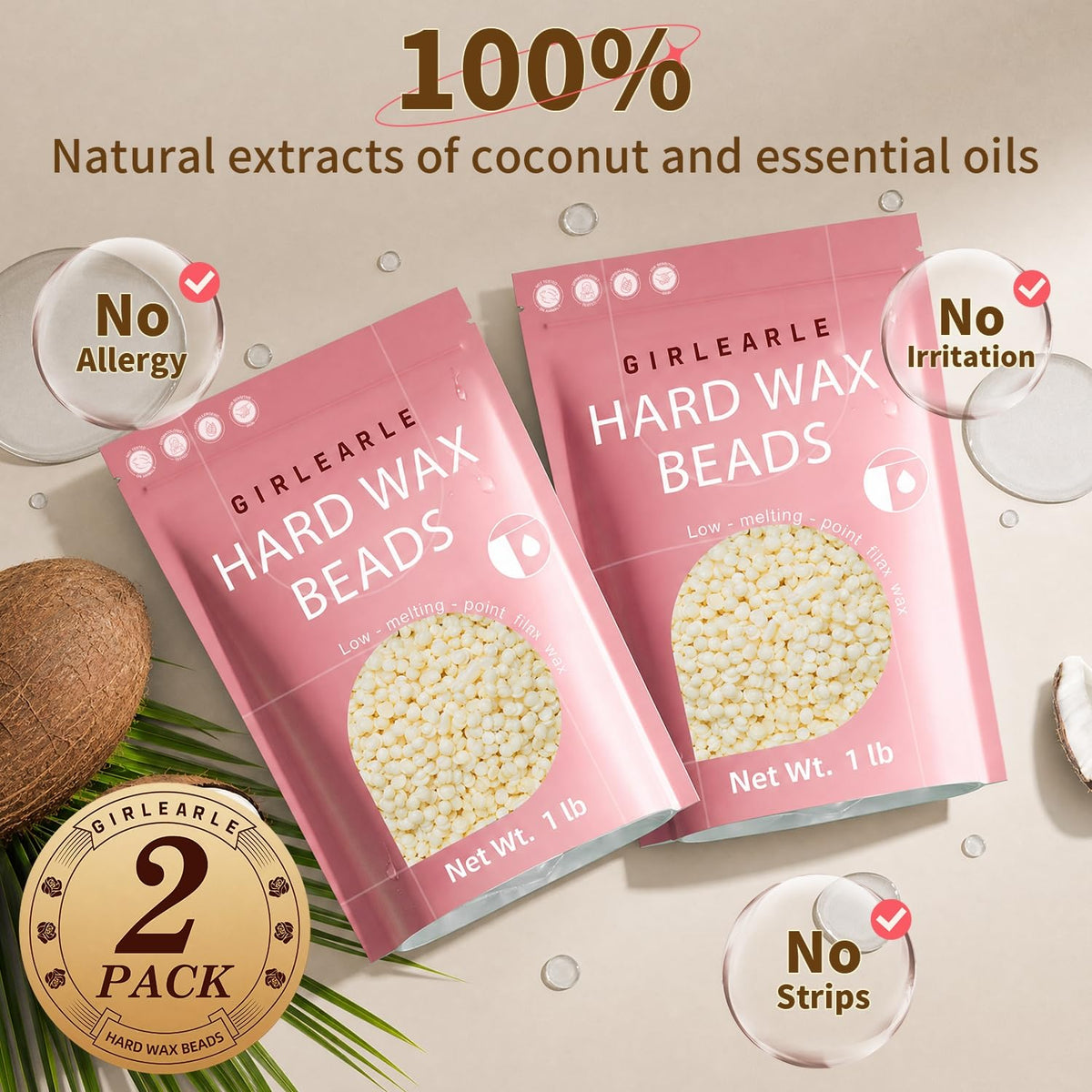 GIRLEARLE wax beads application on skin