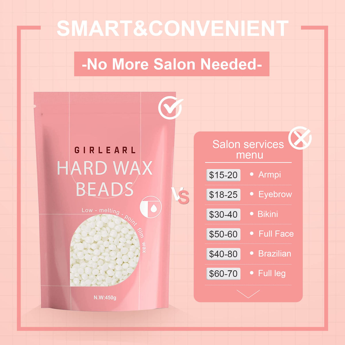 GIRLEARLE wax beads beside skincare products