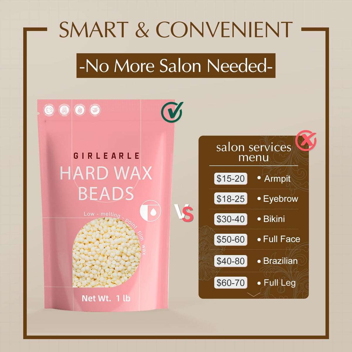 GIRLEARLE wax beads for full-body waxing