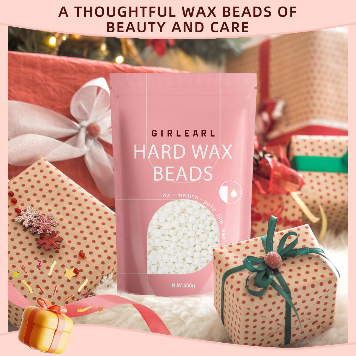 GIRLEARLE wax beads with a waxing spatula