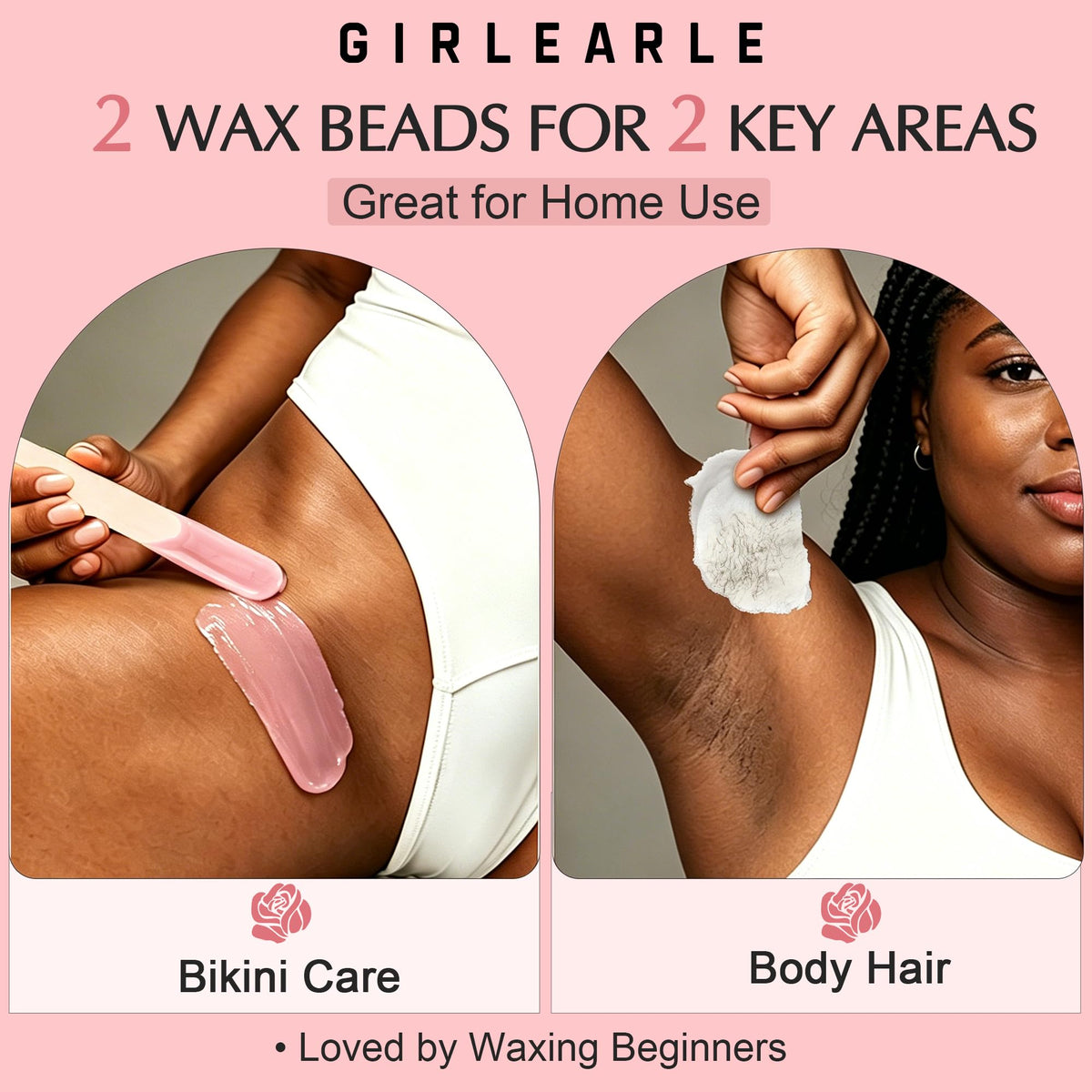 GIRLEARLE waxing kit contents including wooden applicators
