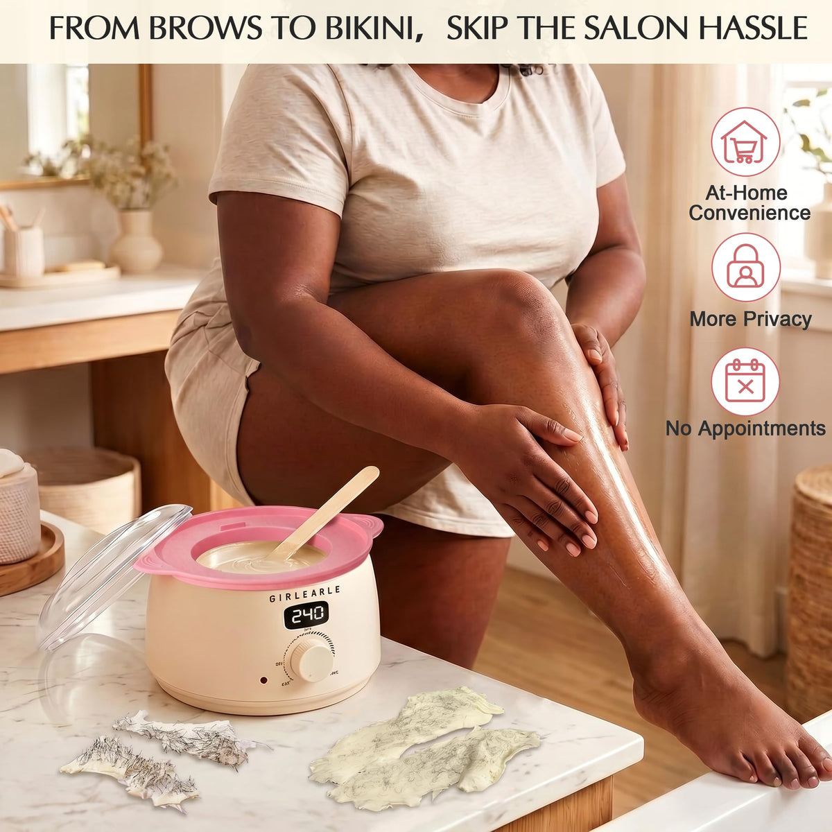 GIRLEARLE waxing kit with wooden applicators and oils