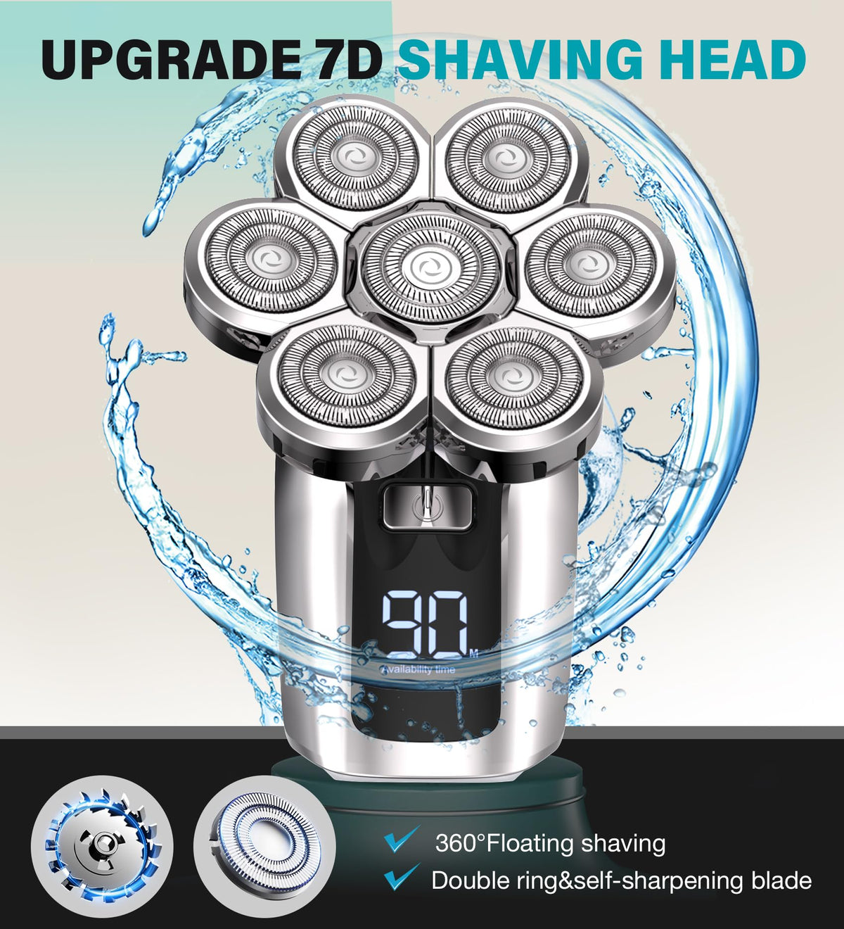 Gisaae 7D Electric Head Shaver being used in the shower