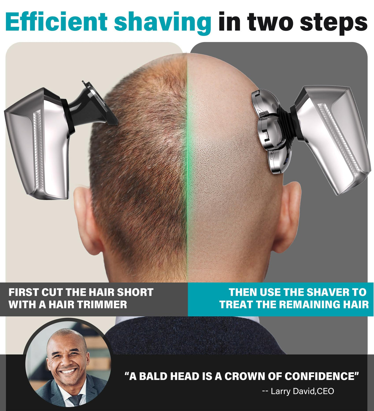 Gisaae 7D Electric Head Shaver side view showcasing shaving heads