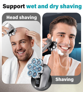 Gisaae 7D Electric Head Shaver with included trimmer and guide combs