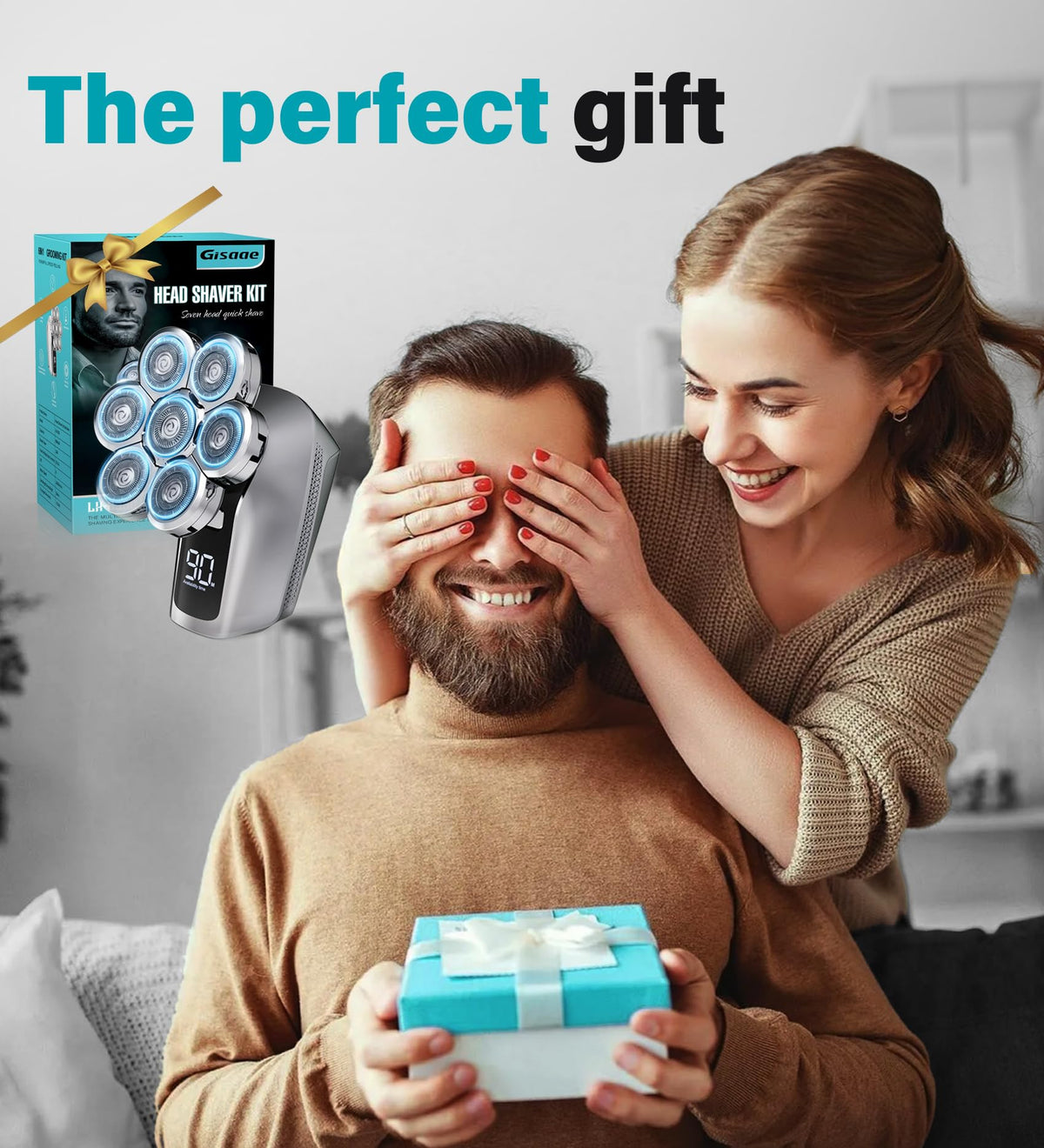 Gisaae 7D Electric Head Shaver with USB charging cable