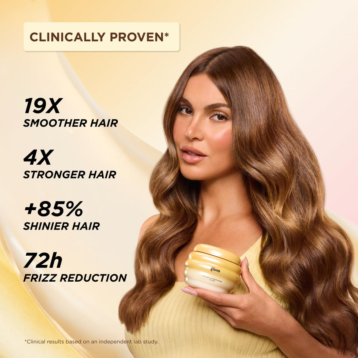 Gisou Honey Gloss Ceramide Therapy Hair Mask application on hair