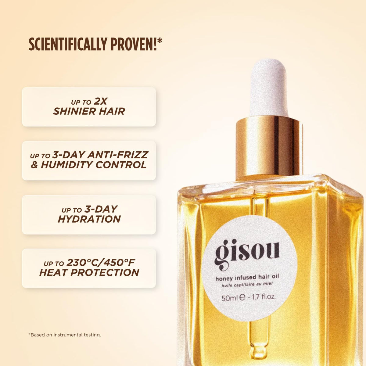 Gisou Honey Infused Hair Oil 0.7 Fl Oz back view