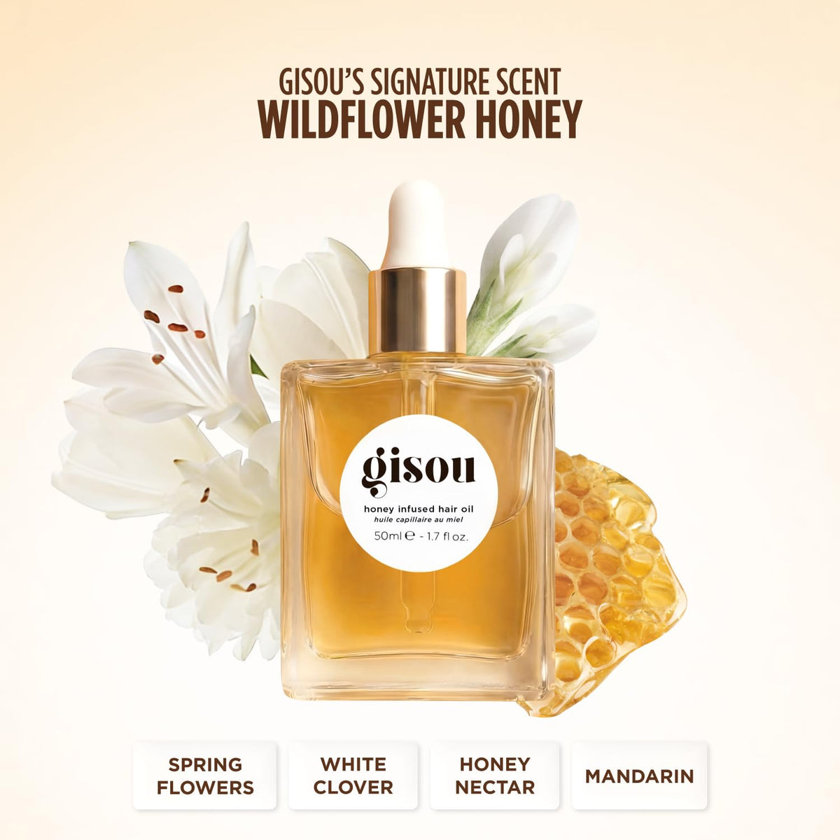 Gisou Honey Infused Hair Oil 0.7 Fl Oz lifestyle scene