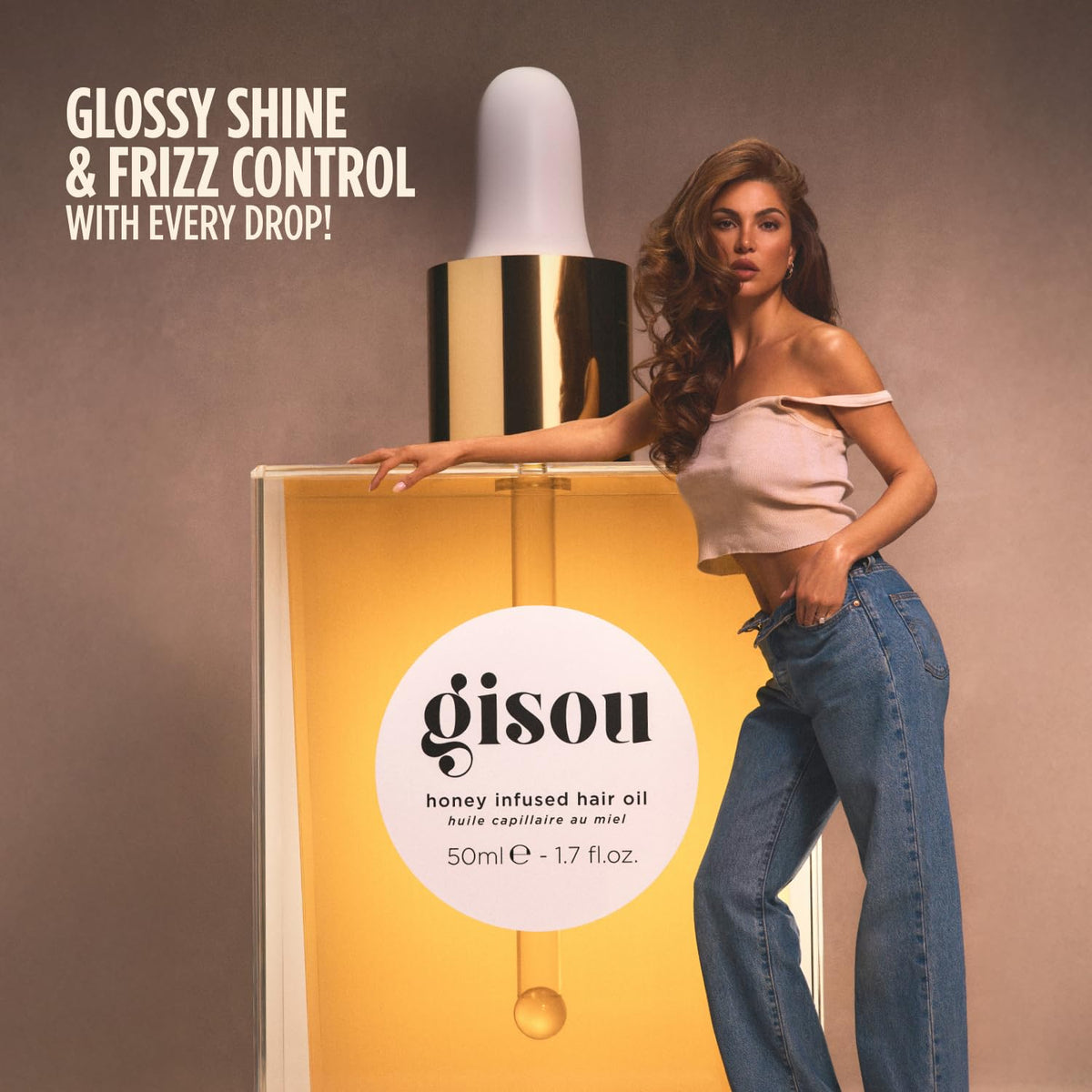 Gisou Honey Infused Hair Oil 1.7 Fl Oz texture close-up