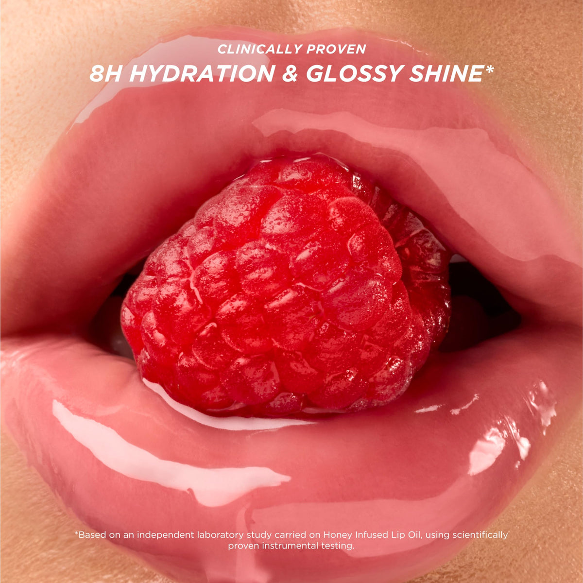 Gisou Honey Infused Lip Oil Raspberry Swirl texture on lips