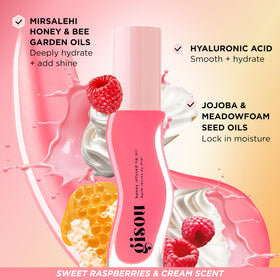 Gisou Honey Infused Lip Oil Raspberry Swirl with other shades
