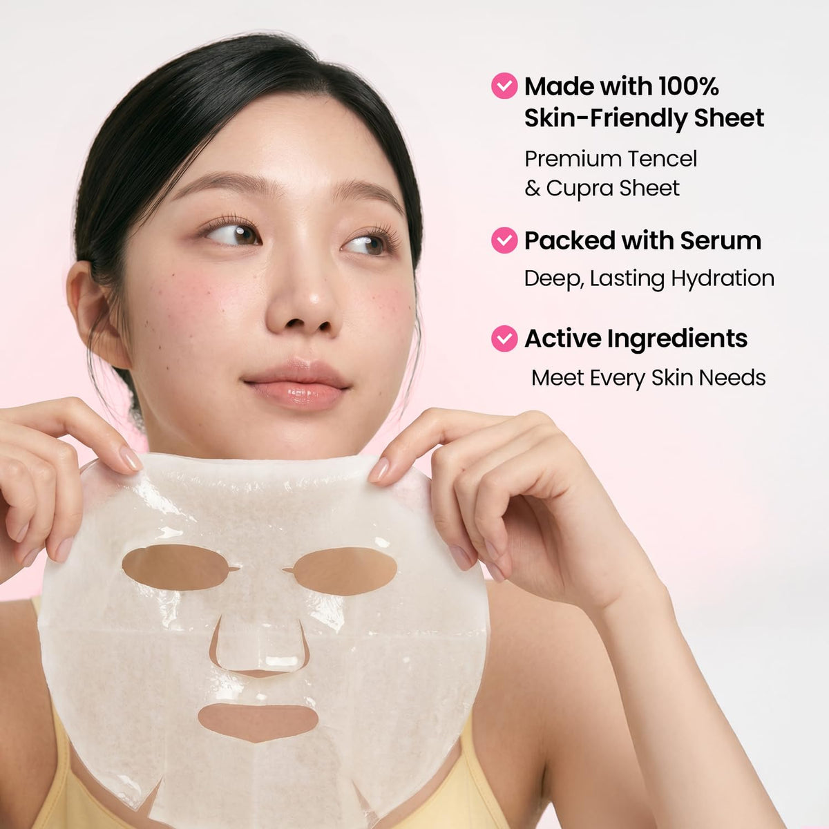 GLAM UP Korean Facial Sheet Mask on a model