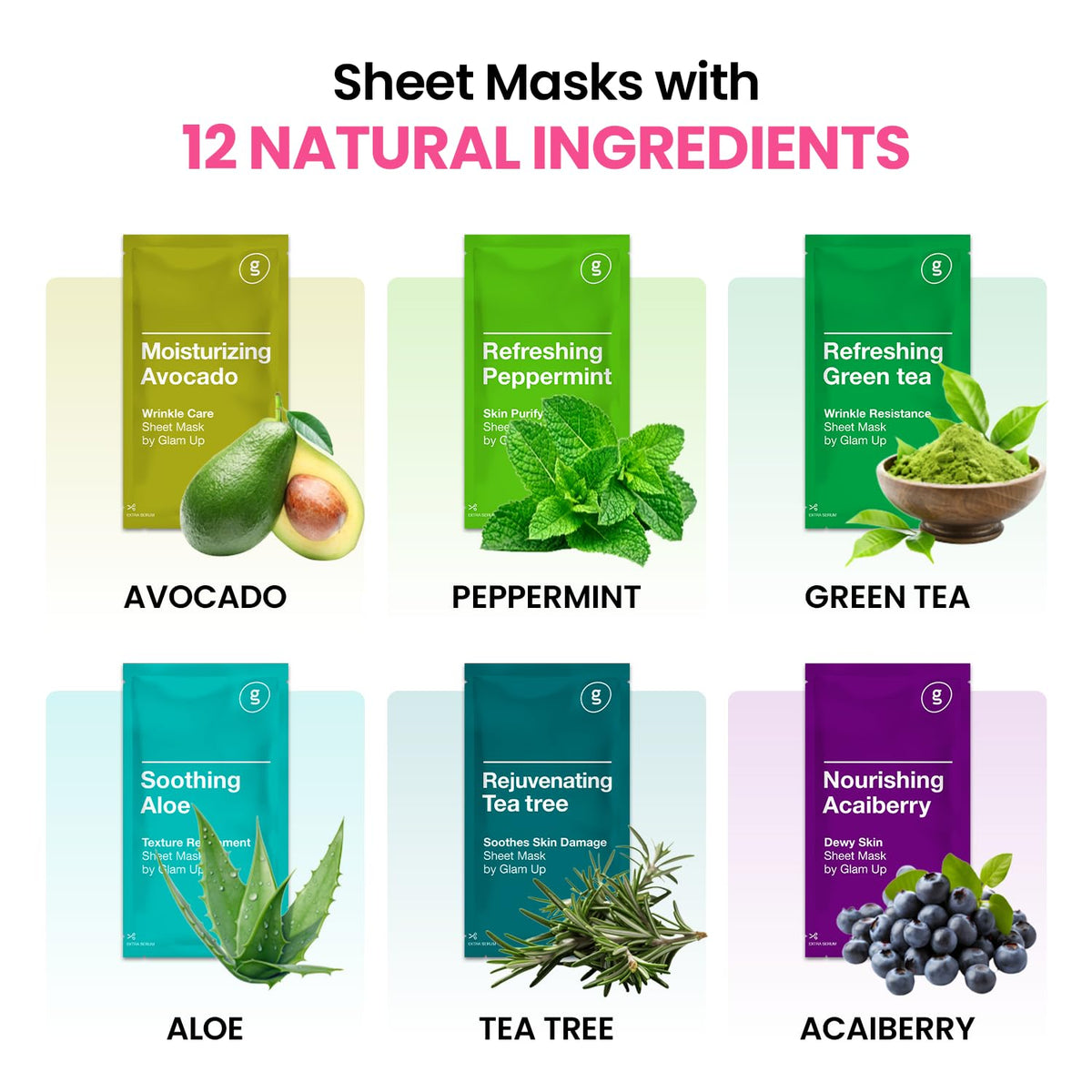 GLAM UP Korean Facial Sheet Mask packaging