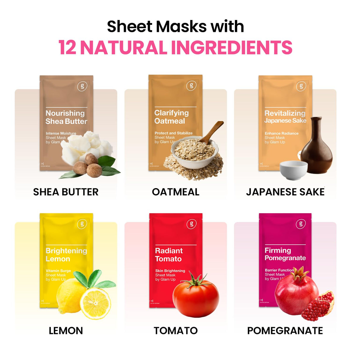 GLAM UP Korean Facial Sheet Mask with Aloe and Green Tea
